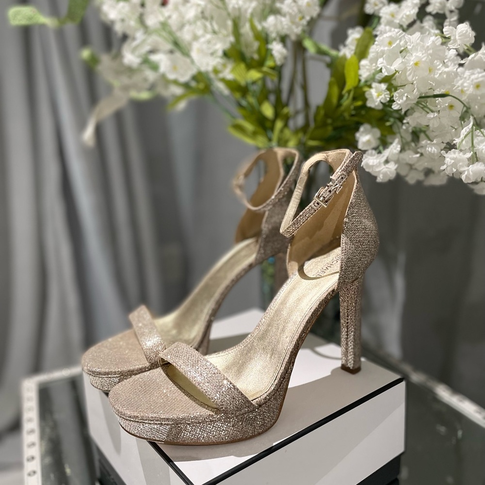 Michael Kors Gold sparkle High heeled sandals, barely worn.